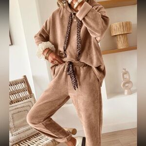 Casual Tan Women's Pants lounge wear spring season set